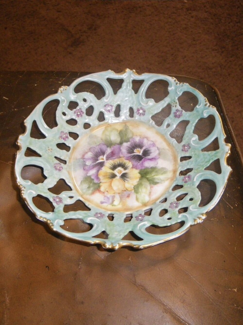 Vintage Victorian Style Latice Dish Hand Painted Classic Home Decor
